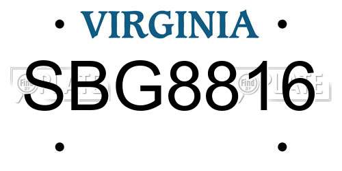 SBG8816 Virginia License Plate