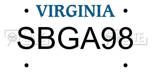 SBGA98 Virginia License Plate