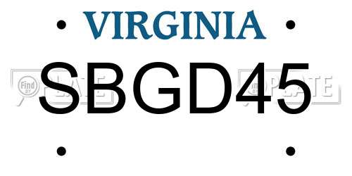 SBGD45 Virginia License Plate