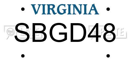SBGD48 Virginia License Plate