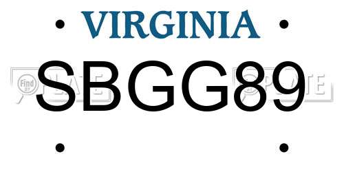 SBGG89 Virginia License Plate
