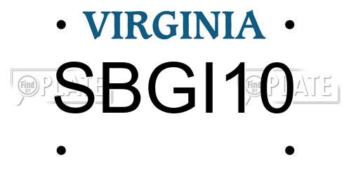 SBGI10 Virginia License Plate