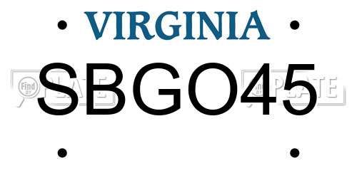 SBGO45 Virginia License Plate