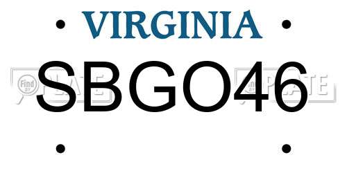 SBGO46 Virginia License Plate