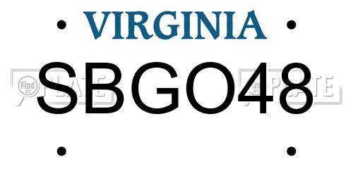 SBGO48 Virginia License Plate