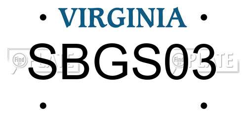 SBGS03 Virginia License Plate