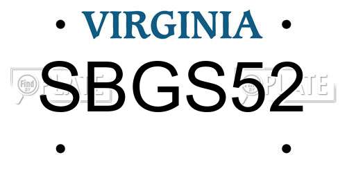 SBGS52 Virginia License Plate