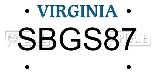 SBGS87 Virginia License Plate