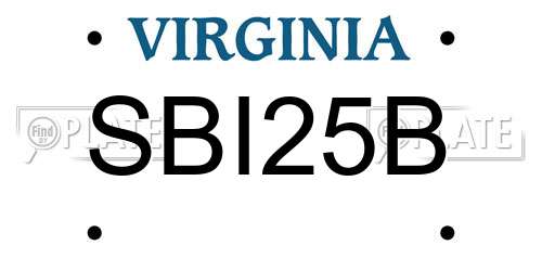 SBI25B Virginia License Plate