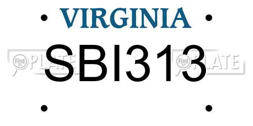 SBI313 Virginia License Plate