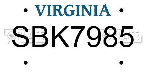 SBK7985 Virginia License Plate