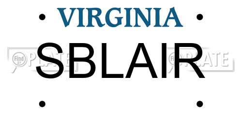 SBLAIR Virginia License Plate