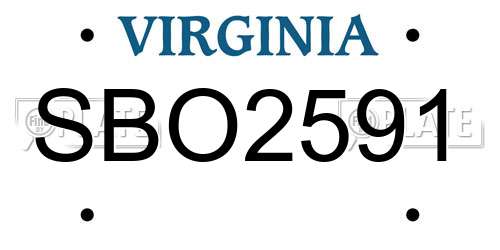 SBO2591 Virginia License Plate