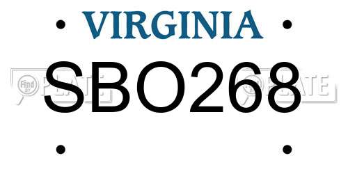 SBO268 Virginia License Plate