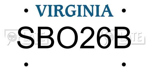 SBO26B Virginia License Plate