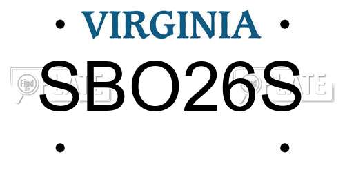 SBO26S Virginia License Plate