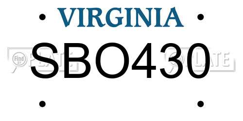 SBO430 Virginia License Plate