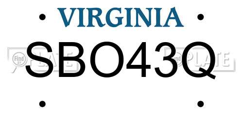 SBO43Q Virginia License Plate