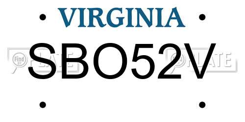SBO52V Virginia License Plate