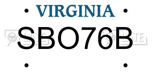 SBO76B Virginia License Plate
