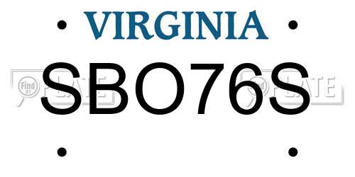 SBO76S Virginia License Plate