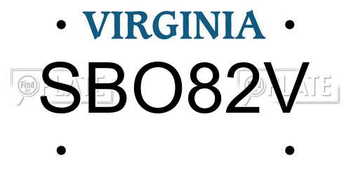 SBO82V Virginia License Plate