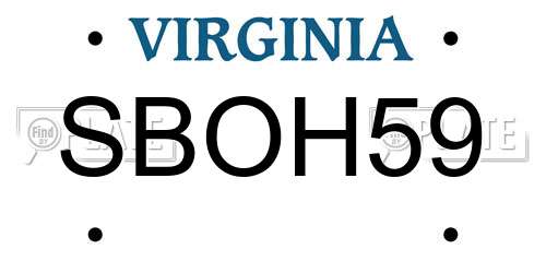 SBOH59 Virginia License Plate