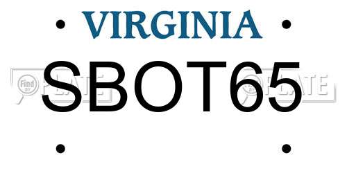 SBOT65 Virginia License Plate