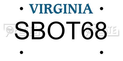 SBOT68 Virginia License Plate