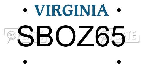 SBOZ65 Virginia License Plate
