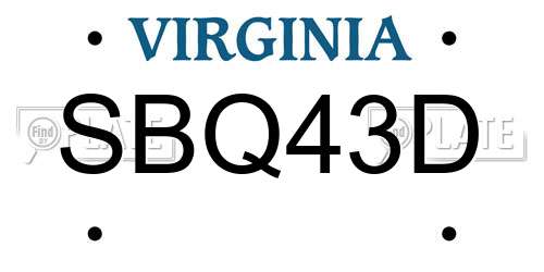 SBQ43D Virginia License Plate
