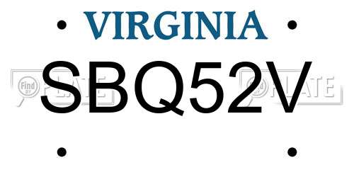 SBQ52V Virginia License Plate
