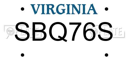 SBQ76S Virginia License Plate