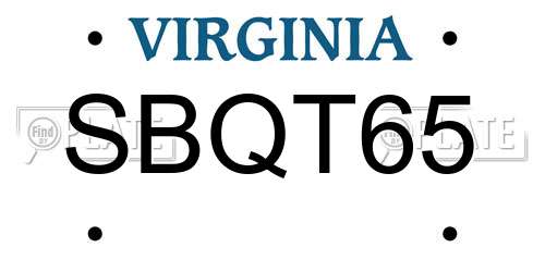 SBQT65 Virginia License Plate