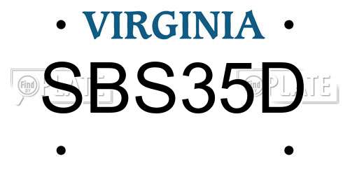 SBS35D Virginia License Plate
