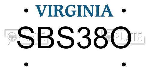 SBS38O Virginia License Plate