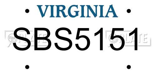 SBS5151 Virginia License Plate