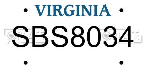SBS8034 Virginia License Plate