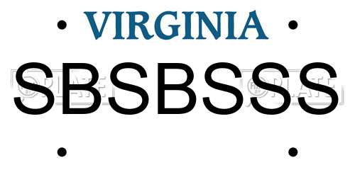 SBSBSSS Virginia License Plate