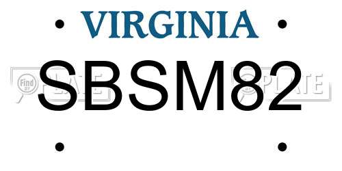 SBSM82 Virginia License Plate
