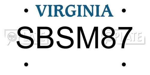 SBSM87 Virginia License Plate