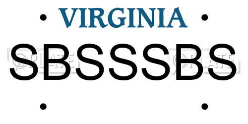 SBSSSBS Virginia License Plate