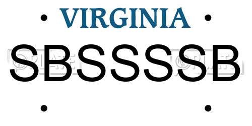 SBSSSSB Virginia License Plate
