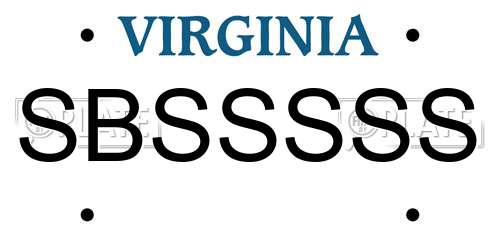 SBSSSSS Virginia License Plate