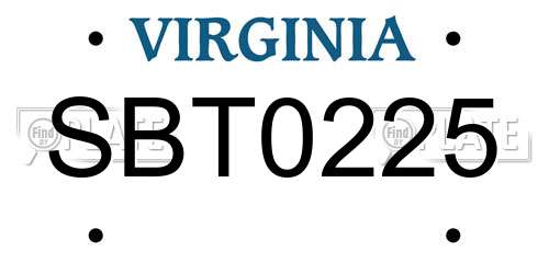 SBT0225 Virginia License Plate
