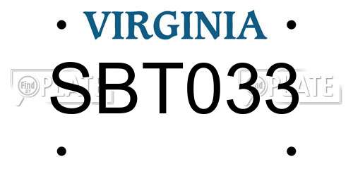 SBT033 Virginia License Plate
