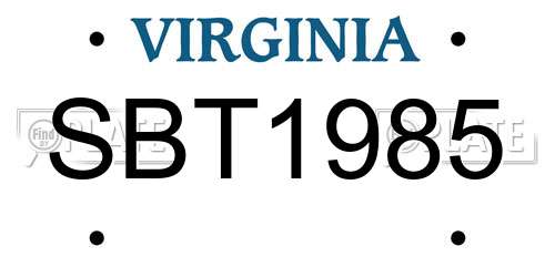 SBT1985 Virginia License Plate