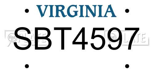 SBT4597 Virginia License Plate