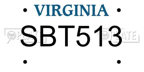 SBT513 Virginia License Plate
