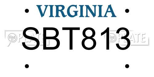 SBT813 Virginia License Plate